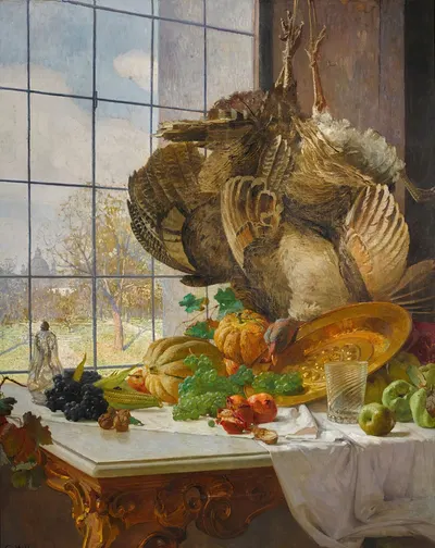 Autumn still life in the artist's studio by Карл Молл, 1897 — digital art print download