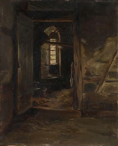 Interior from a Cowshed by Эйлиф Петерссен, 1872 — digital art print download