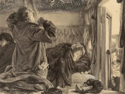 Early morning on the night express train by Адольф фон Менцель, 1877 — digital art print download