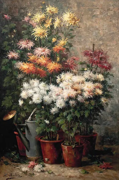 Chrysanthemums by Hubert Bellis — digital art print download