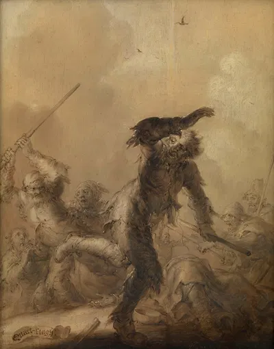 Dicing, Drabbing and Drinking Bring Man to Destruction by Адриан ван де Венне, 1604-1662 — digital art print download