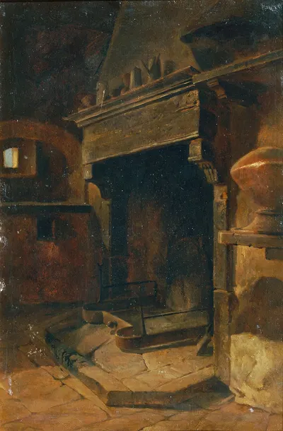 Interieur mit Kamin by Иоганн Тиль младший — digital art print download
