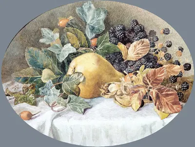 Still Life with Fruit by John William Hill, 1876 — digital art print download
