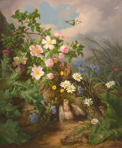 Still life with bird by Josef Lauer — digital art print download