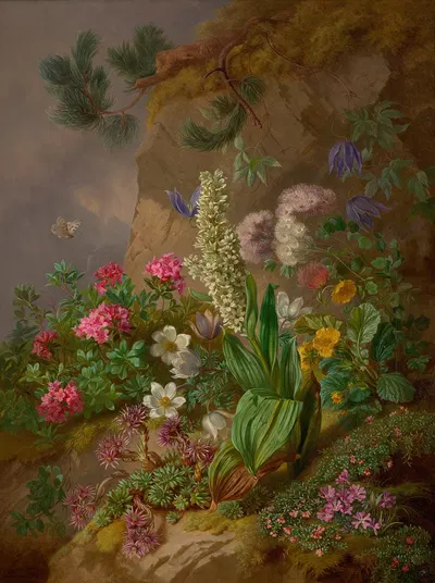 Alpenblumen by Josef Schuster, 1876 — digital art print download