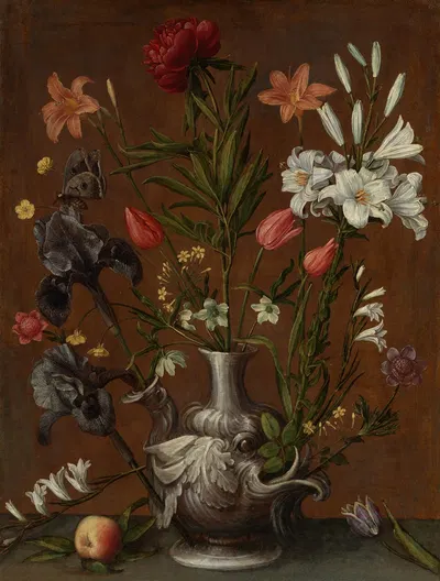 Flowers in a Grotesque Vase by Orsola Maddalena Caccia — digital art print download
