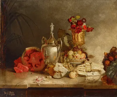 Still Life of Fruit and Urn by Теодор Клемент Стил, 1878 — digital art print download