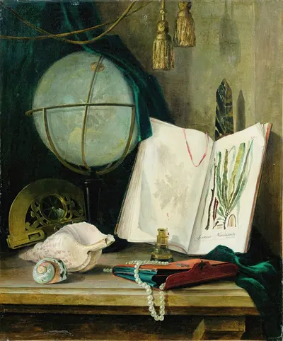Still life with a globe and shells by Thomas Germain Joseph Duvivier — digital art print download