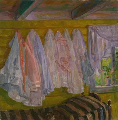 Summer Dresses, interior from Seljord by Торвальд Эрихсен, 1905 — digital art print download