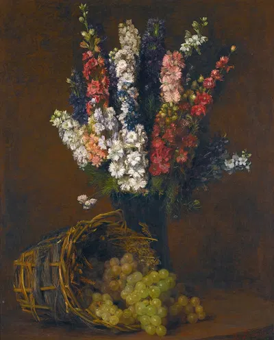 Pieds d'alouette et raisins blancs by Victoria Fantin-Latour, 1876 — digital art print download