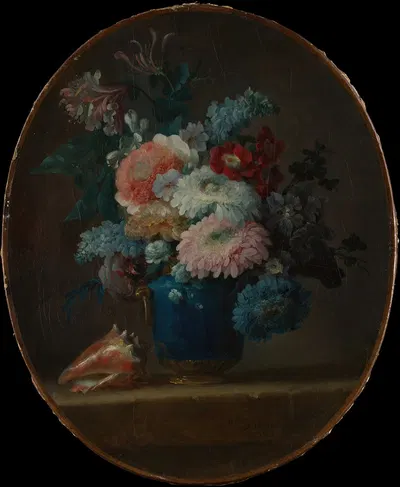 Vase of Flowers and Conch Shell by Анн Валле-Костер, 1780 — digital art print download