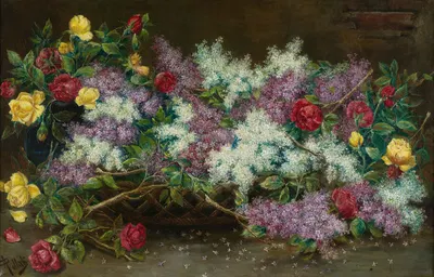 Lilacs And Roses by August Pollak — digital art print download
