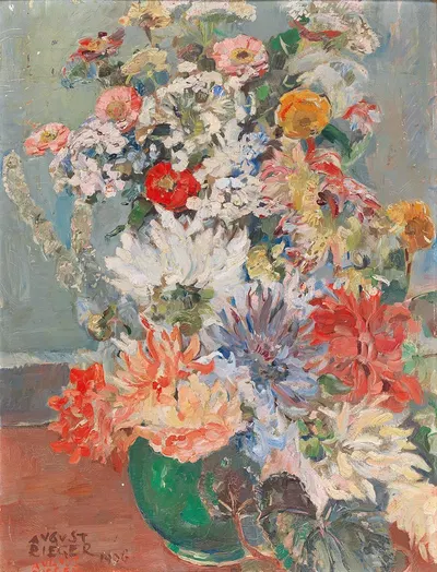 A bouquet of summer flowers by August Rieger, 1936 — digital art print download