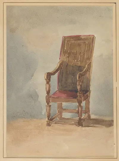 Study of an Antique Armchair by David Cox, 1849 — digital art print download