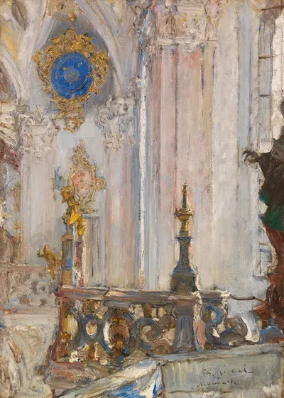 Blick in die Rokoko-Wallfahrtskirche Birnau bei Schloss Maurach am Bodensee by Готтхардт Кюль, 1890 — digital art print…