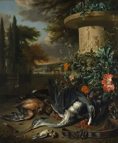 Gamepiece with a Dead Heron by Ян Вейникс, 1695 — digital art print download