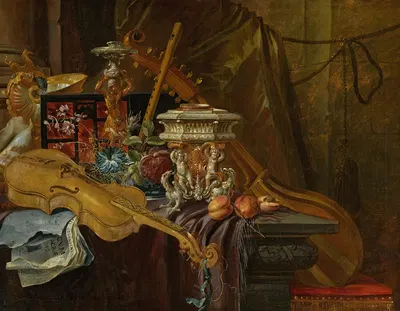 Still Life With Musical Instruments by Jean-Baptiste van Moerkercke — digital art print download