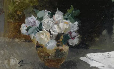 Bodegon De Rosas Blancas by Joaquín Sorolla — digital art print download
