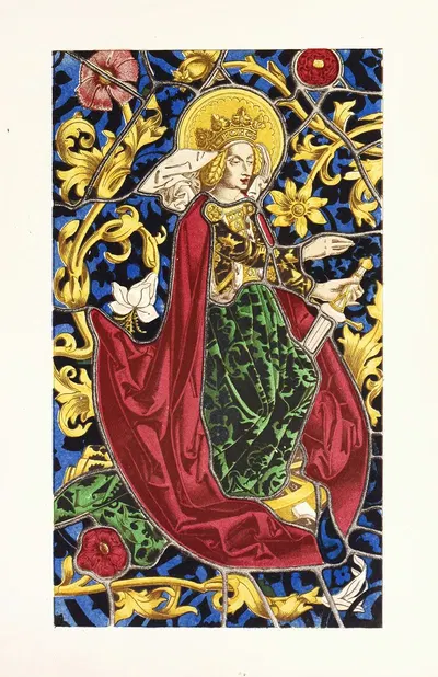 Панно из цветного стекла. Святая Екатерина by Джон Чарльз Робинсон, 1858 — digital art print download