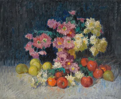 Still Life With Flowers And Fruit by Константин Иванович Горбатов — digital art print download