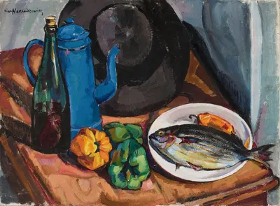 Still life with fish by Нина Александрович, 1924 — digital art print download