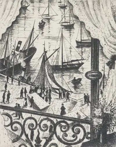The balcony, Dieppe by Кристофер Р. В. Невинсон, 1929 — digital art print download