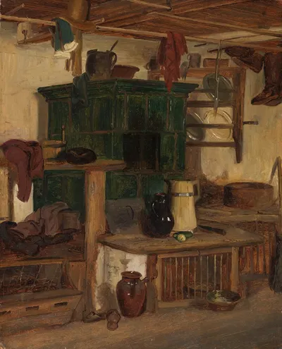 Grüner Kachelofen by Reinhard Sebastian Zimmermann, 1857 — digital art print download