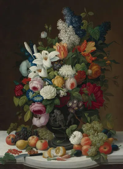 Still Life With Flowers And Fruit by Severin Roesen, 1848 — digital art print download