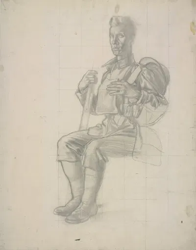 Life Study For Heavy Artillery by Colin Gill, 1919 — digital art print download