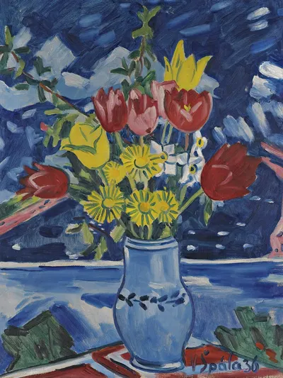 Still Life Of Flowers In A Vase by Вацлав Шпала — digital art print download