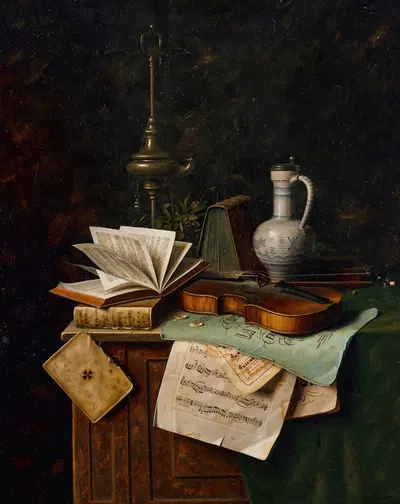 Still Life With Violin by William Michael Harnett, 1885 — digital art print download