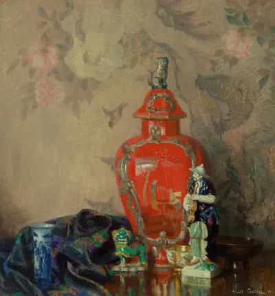 Still Life with Red Urn and Asian Figurines by Emil Carlsen, 1886 — digital art print download