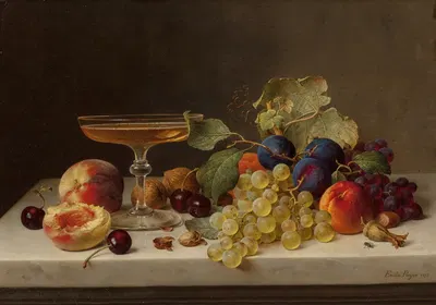 Still Life with Summer Fruits and Champagne by Emilie Preyer, 1875 — digital art print download
