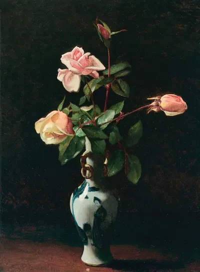 Roses in a Chinese Vase by Джордж Кокран Ламбдин, 1872 — digital art print download
