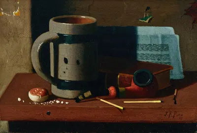 Tankard, Pipe, Matches and Biscuit by John Frederick Peto, 1887 — digital art print download
