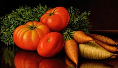 Still Life with Tomatoes and Carrots by Леви Уэллс Прентис — digital art print download