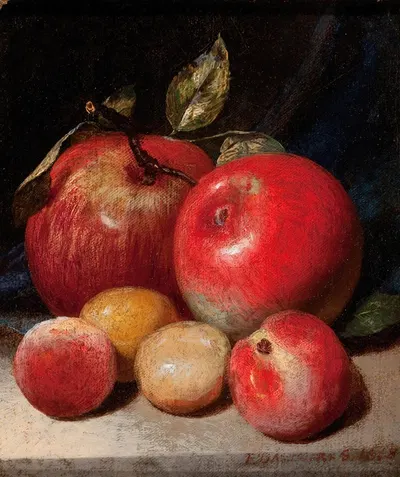 Still Life with Apples and Plums by Peter Baumgras, 1868 — digital art print download