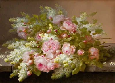 Floral Still Life by Raoul M. De Longpré — digital art print download