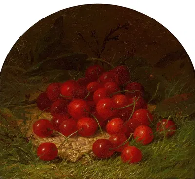 Still Life with Cherries by Robert Spear Dunning, 1866 — digital art print download