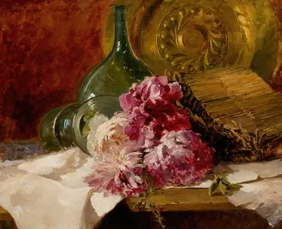 Still Life with Flowers and Glass by Росс Стерлинг Тёрнер, 1879 — digital art print download