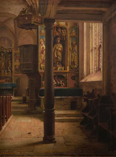 Interior of St Wolfgang's Church in Rothenburg by Александр Гиерминьский, 1896-1897 — digital art print download
