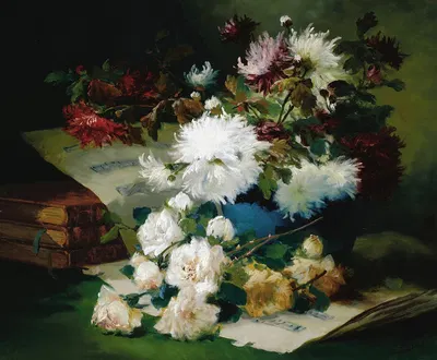 Still Life with Sheet Music and Books by Южен Анри Кошуа — digital art print download