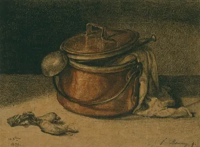 Still Life with a Copper Pot and Ladle by Франсуа Бонвен, 1879 — digital art print download