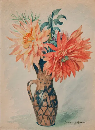 Asters in a vase by Ядвига Галензовская — digital art print download