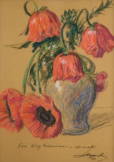 Poppies in a vase by Леон Вычулковский, 1913 — digital art print download