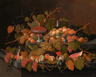 Still Life with Fruit and Champagne by Severin Roesen — digital art print download