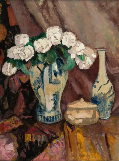 Still Life with White Roses in a Vase by Stefan Filipkiewicz, 1919 — digital art print download
