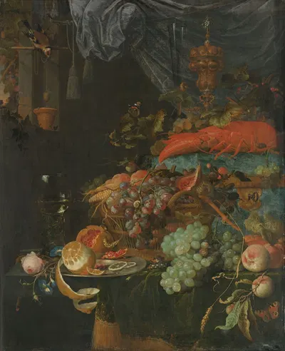 Still Life with Fruit and a Goldfinch by Abraham Mignon, 1660 - 1679 — digital art print download