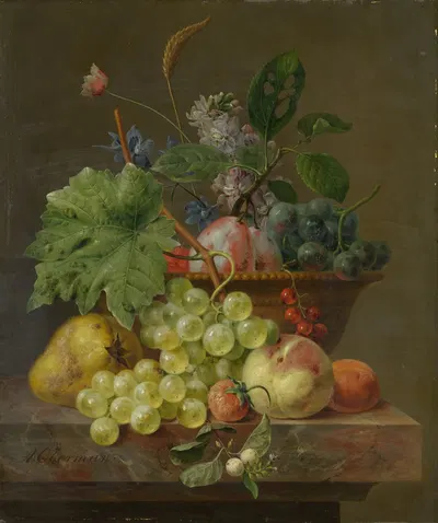 Still Life with Fruit in a Terracotta Dish by Энтони Оберман, c. 1830 — digital art print download