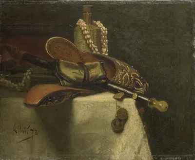 Still Life with Oriental Slippers by August Allebé, 1873 — digital art print download